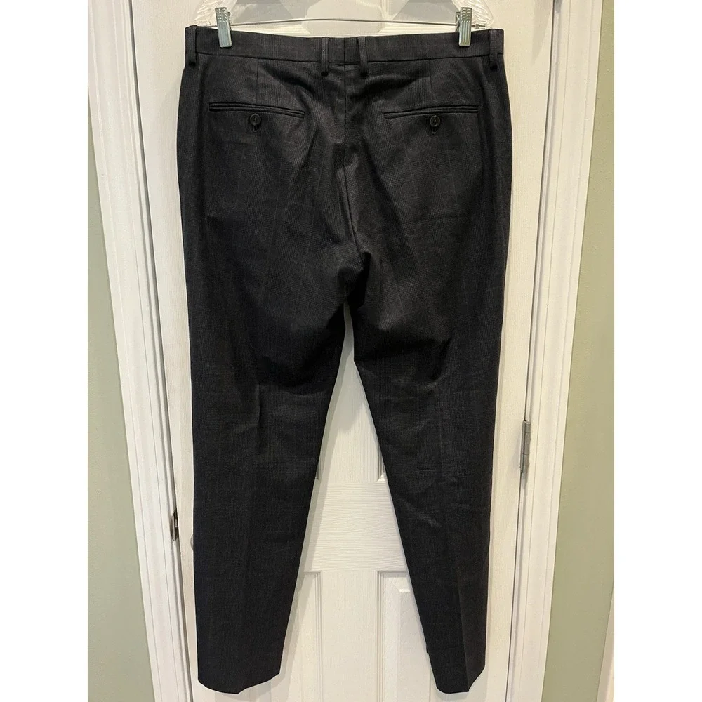 J. Crew Ludlow Slim Wool‎ Glen Check Navy Blue Dress Pants Men's 35x32 Trousers